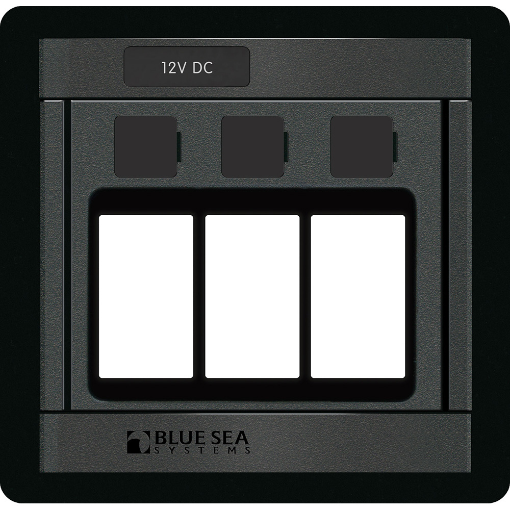 Blue Sea Systems 360 Panel Blank Switch Panel, For 3 ML-Contura Switches, Backlit Labels, Lockout Slides