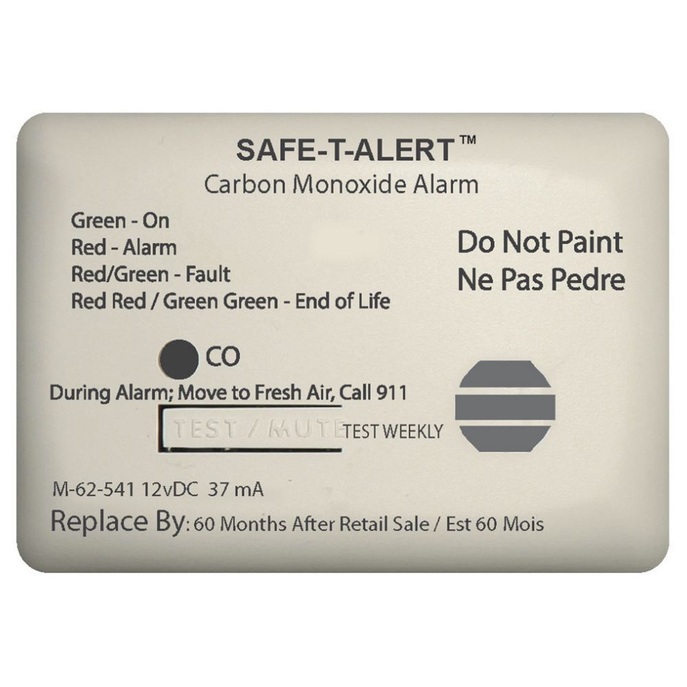 Safe-T-Alert 62 Series Carbon Monoxide Alarm w/Relay - 12V - 62-541-Marine-RLY-NC - Surface Mount - White 62-541-MARINE-RLY-NC