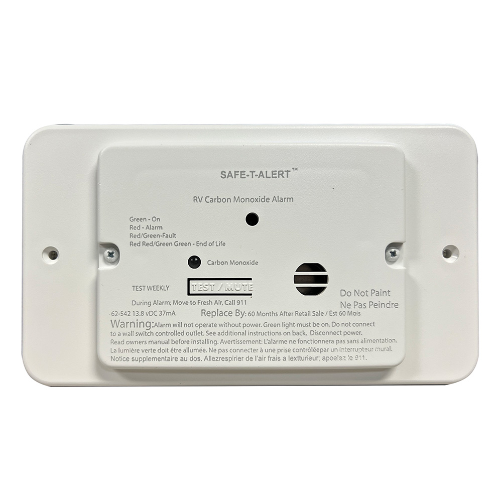 Safe-T-Alert 62 Series RV Carbon Monoxide - White - Flush Mount - 12V w/Trim Ring 62-542-TR-WT