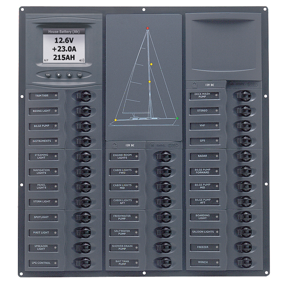 BEP Cruiser Series DC Circuit Breaker Panel w/Digital Meters 32SP DC12V NC32Y-DCSM