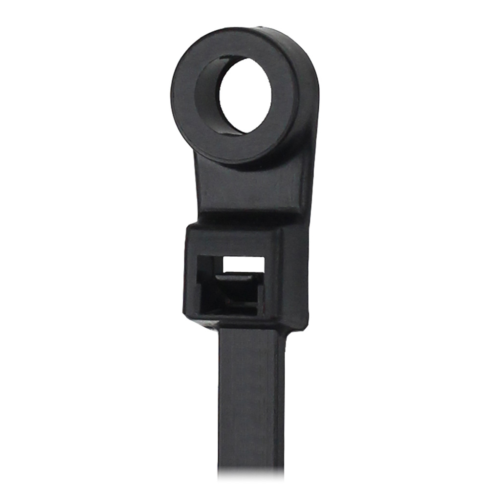 Pacer 8" Cable Tie w/Mounting Ring - Black - 50lb Tensile Strength - 2" Bundle Diameter - 100 Piece Bag CTMR2S-100BK