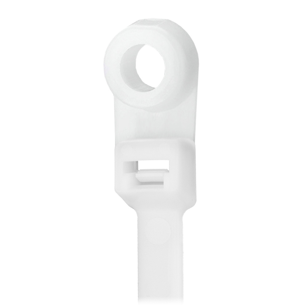 Pacer 8" Cable Tie w/Mounting Ring - Natural Color - 50lb Tensile Strength - 2" Bundle Diameter - 100 Piece Bag CTMR2S-100