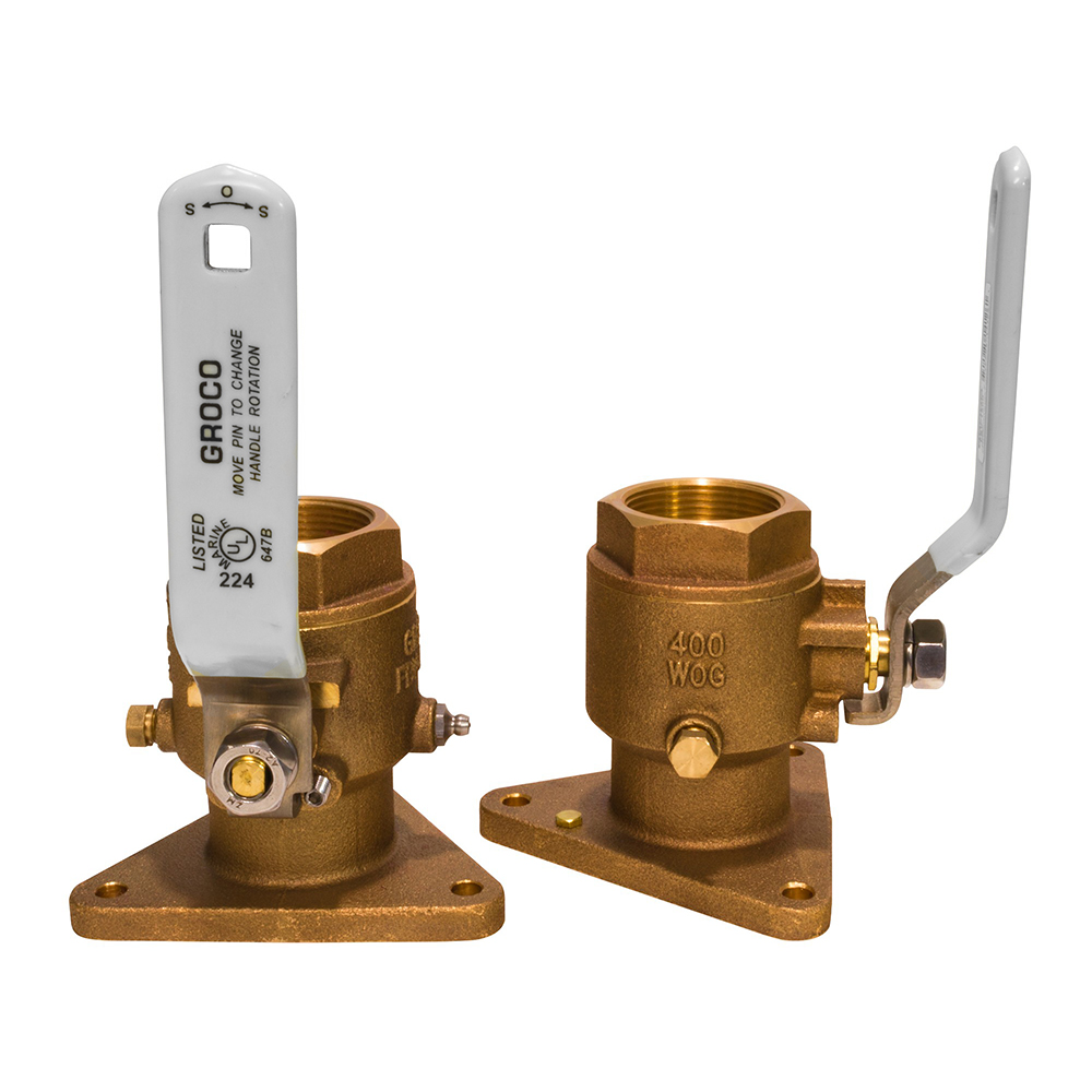 GROCO 2" Bronze Tri-Flanged Ball Valve/Seacock FBV-2000