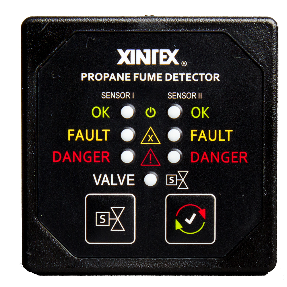Fireboy-Xintex Propane Fume Detector w/2 Plastic Sensors - No Solenoid Valve - Square Black Bezel Display P-2BNV-R