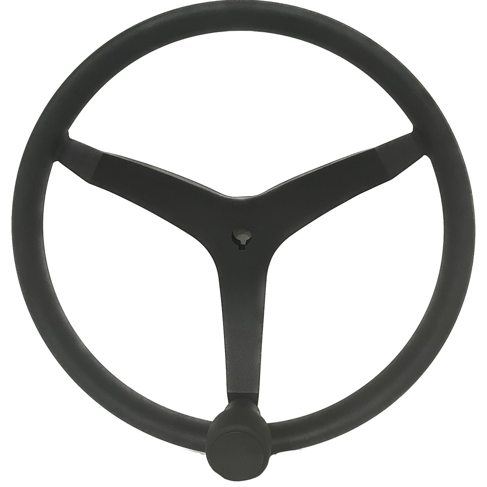 Uflex - V46 - 13.5" Stainless Steel Steering Wheel w/Speed Knob - Black V46B