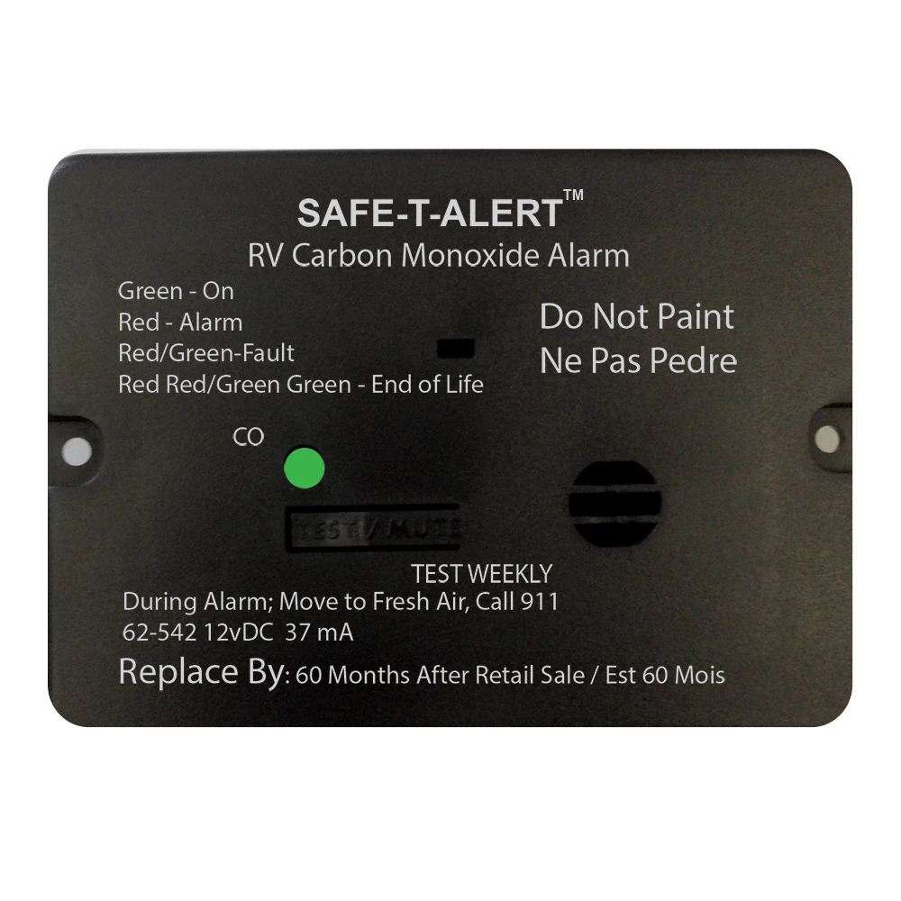 Safe-T-Alert 62 Series Carbon Monoxide Alarm - 12V - RV Flush Mount - Black 62-542-BL