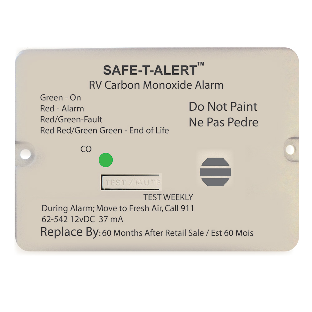 Safe-T-Alert 62 Series Carbon Monoxide Alarm - 12V - RV Flush Mount - White 62-542-WT
