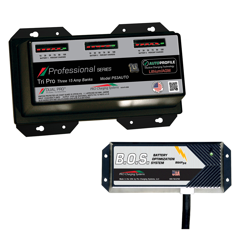 Dual Pro PS3 Auto 3 Bank Battery Charger w/ 2 Bank B.O.S. PS3AUTO/BOS12V2