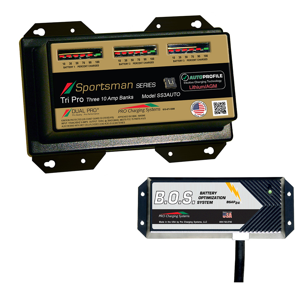 Dual Pro SS3 Auto 3 Bank Battery Charger w/3 Bank B.O.S. SS3AUTO/BOS12V3