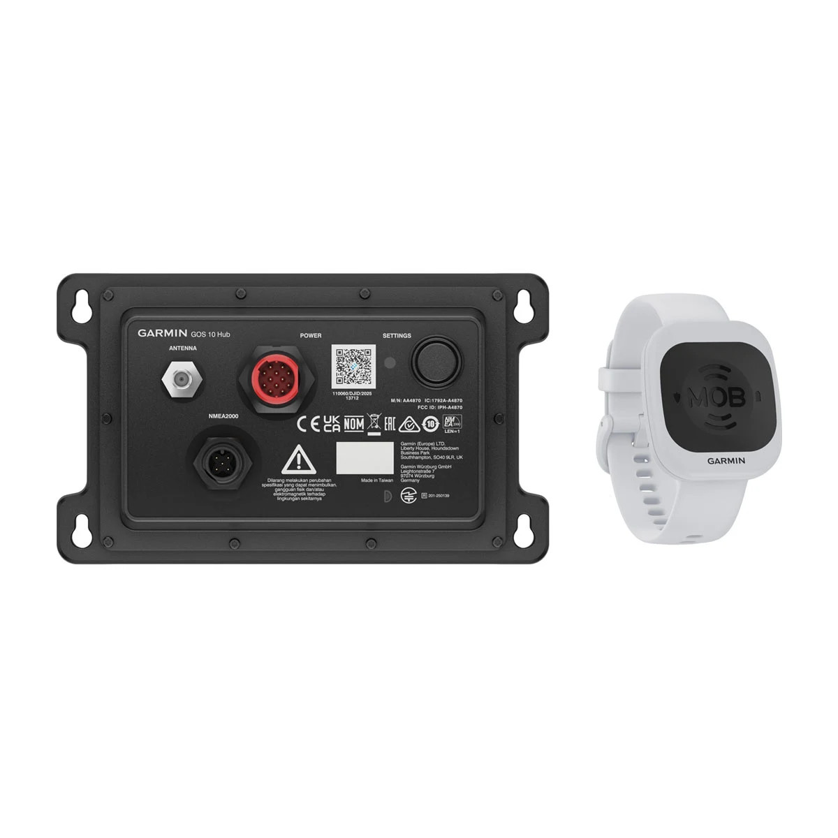 Garmin OnBoard Wireless MOB/Engine Cutoff System, For Compatible Garmin Chartplotters, GOS 10 Hub + 1 MOB Tag, NMEA 2000, 10-35V, IPX7, Up to 8 Tags