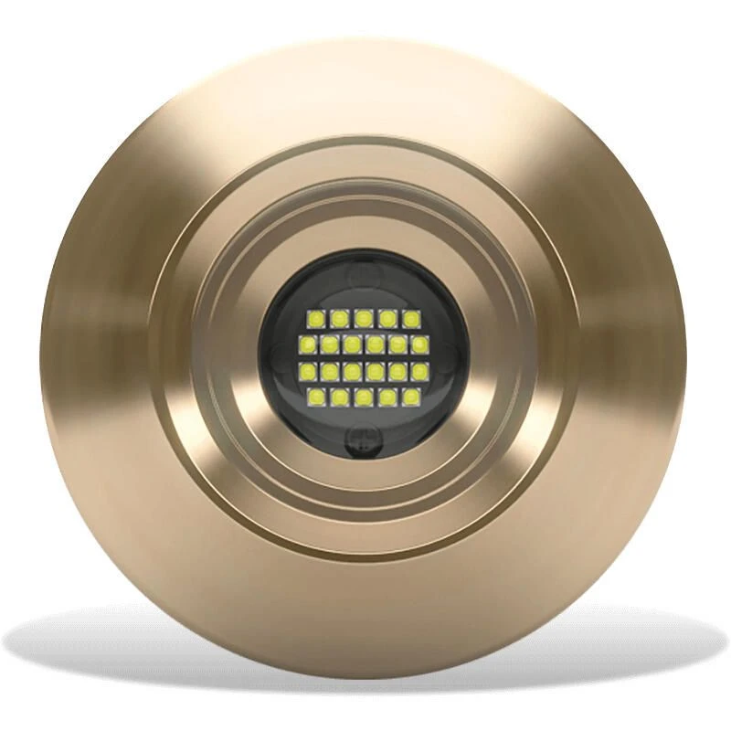 Lumishore ORA TIX204 Interchangeable Thru-Hull Underwater LED Light, Flush Fit, Blue Light, 10.5-30V DC, IP68, 5300 Fixture Lumens, 60 Degree Beam, 28mm Cutout, Marine Bronze Body