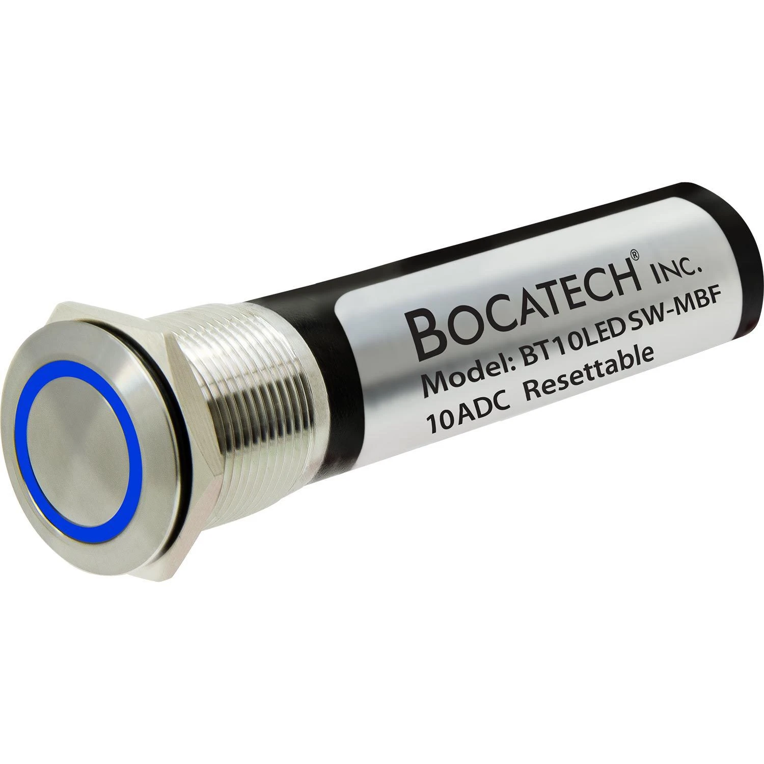 BocaTech - Mini LED Resettable Power Switch - Stainless Steel