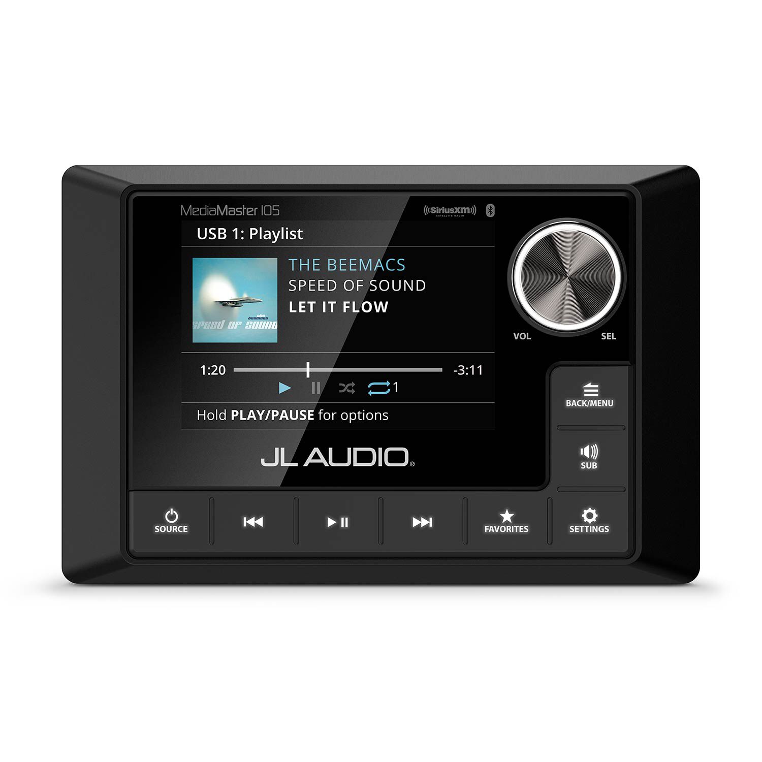 JL Audio MediaMaster 105 MM105 Marine Stereo, NMEA 2000, IP67, 4-Zone, 3.5in Full-Color LCD