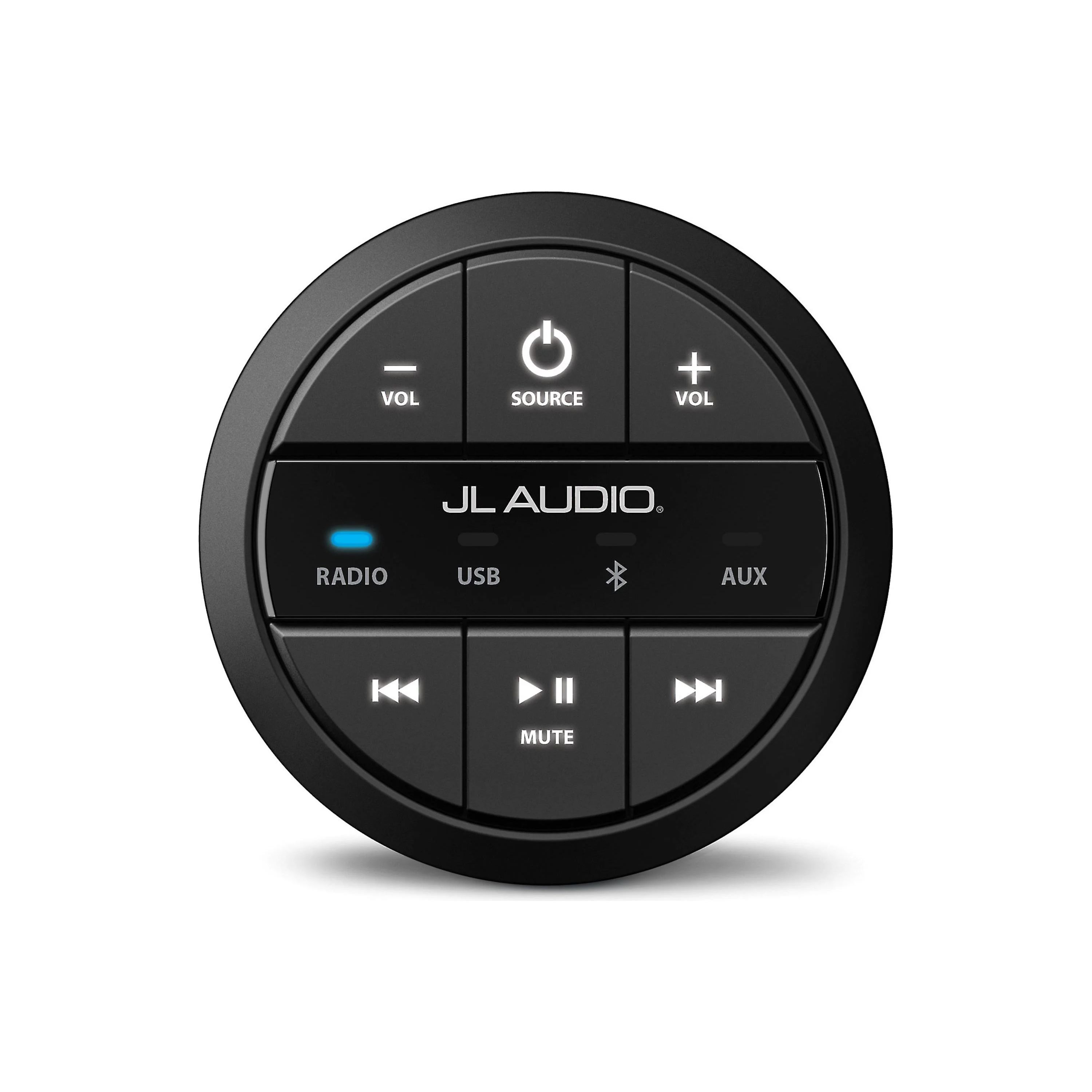 JL Audio MMR-20-BE Wired Remote Controller, For MediaMaster Source Units, Non-Display, IP67, 2 in Mount Hole, 75 ft Max Cable Run