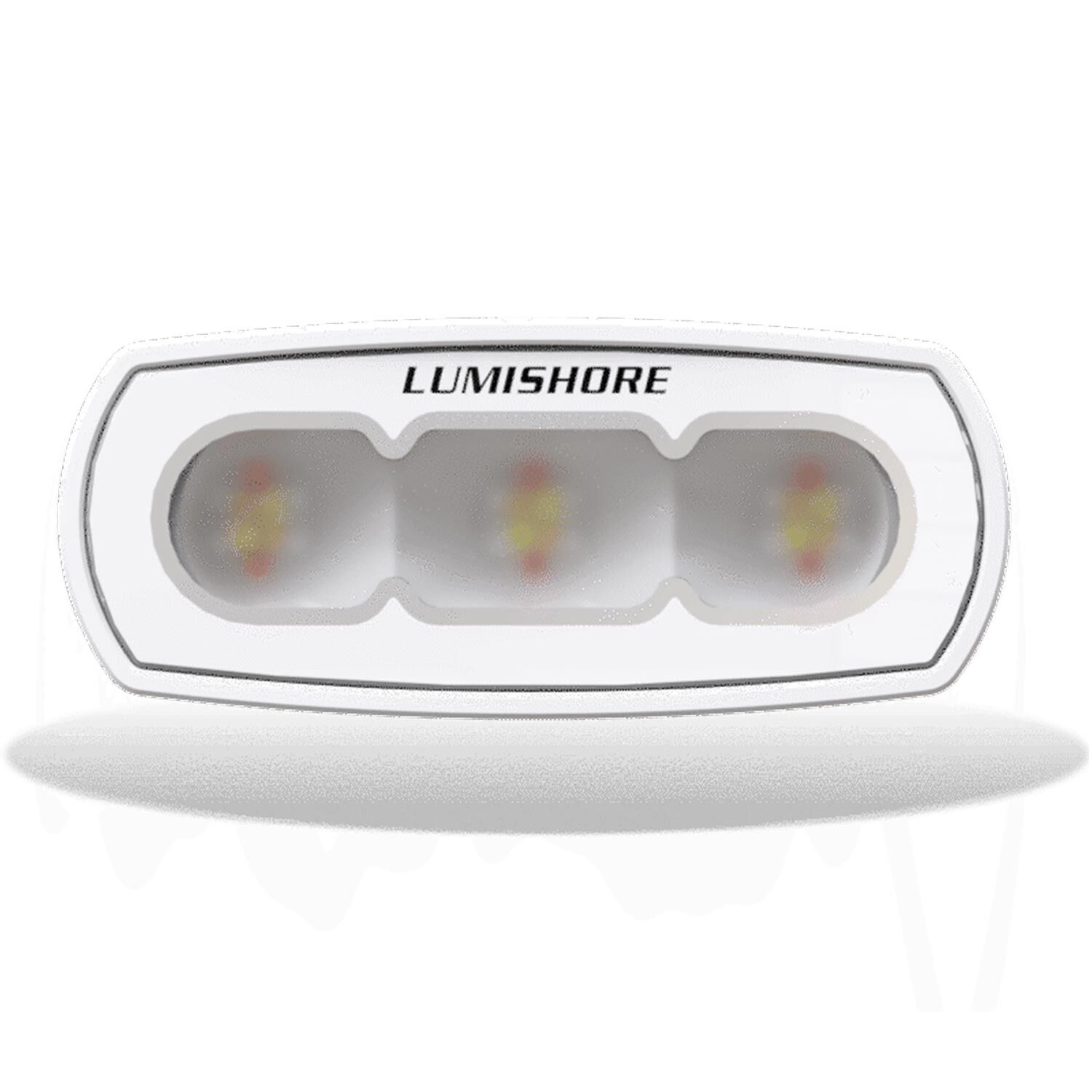 Lumishore LUX 4 in LED Flood Light, CRGBW Color Change, 2700K-6500K Tunable White, White Finish, 10.5-31V DC, IP68, 1,050 Fixture Lumens, 70-90° Oval Beam