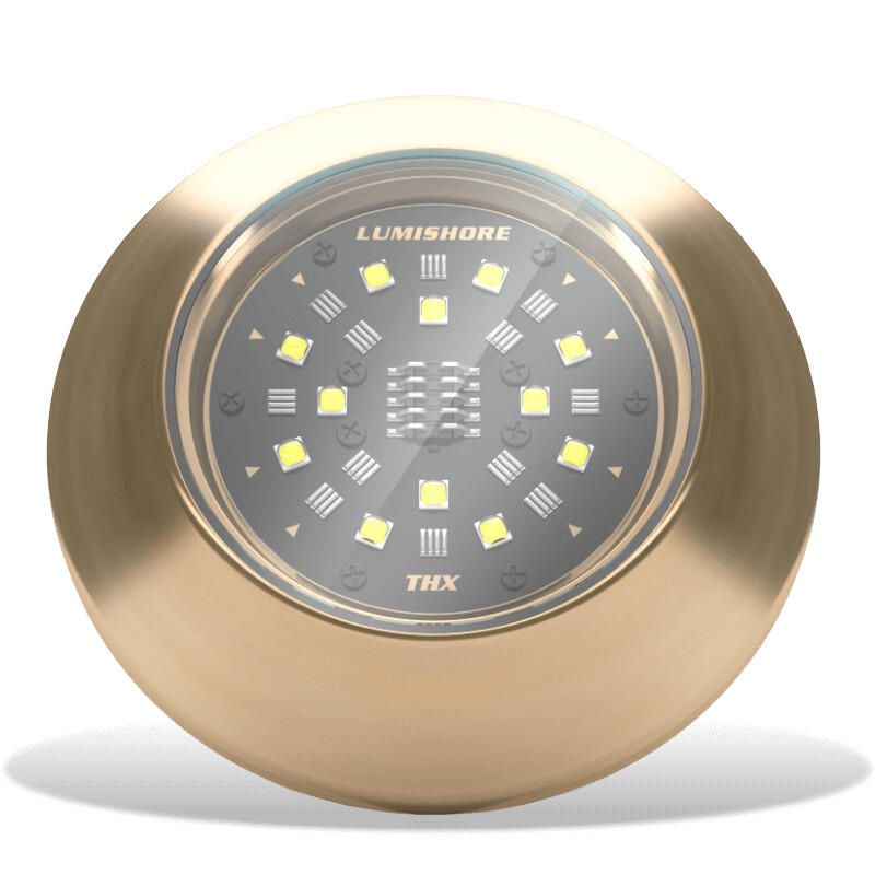 Lumishore ORA TIX404 Thru-Hull Underwater LED Light, Interchangeable, White Light 6500K, 10.5-31V DC, IP68, 5,100 Fixture Lumens, 110° Beam, Bronze Body