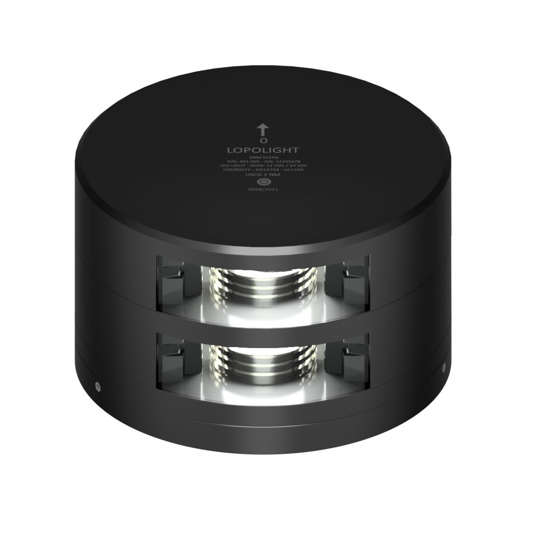 Lopolight 301-005 Series Stern Navigation Light, LED, 2NM, 135° White, Horizontal Mount, FB POM Flat Base, 10-32VDC, IP68