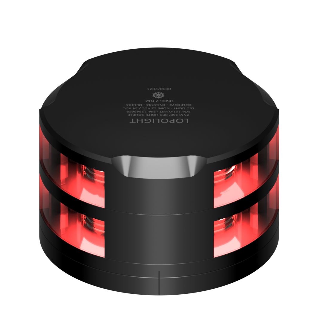 Lopolight 201-014 2NM 360° Red Navigation Light, Flat Base, 10-32VDC, IP68