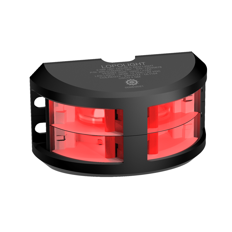 Lopolight Series 200-016 G2 180 Deg Red LED Navigation Light, For Vessels to 50m, 2NM, Vertical Mount, 10-32V DC, IP68