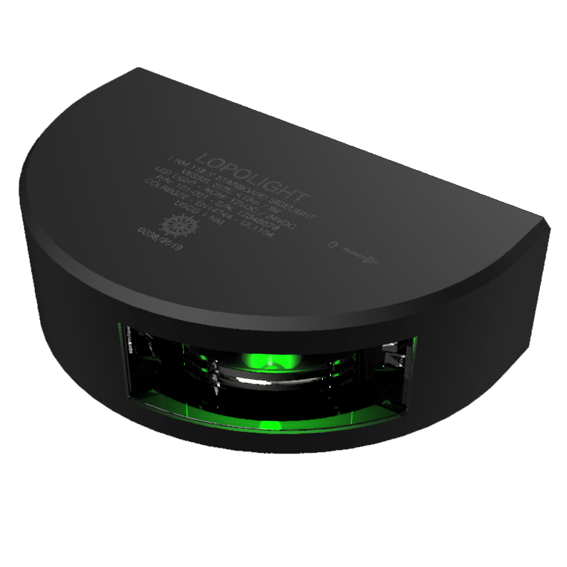 Lopolight Starboard LED Sidelight, 1NM, Vertical Mount, 10-32V, IP68, Under 12m Vessels