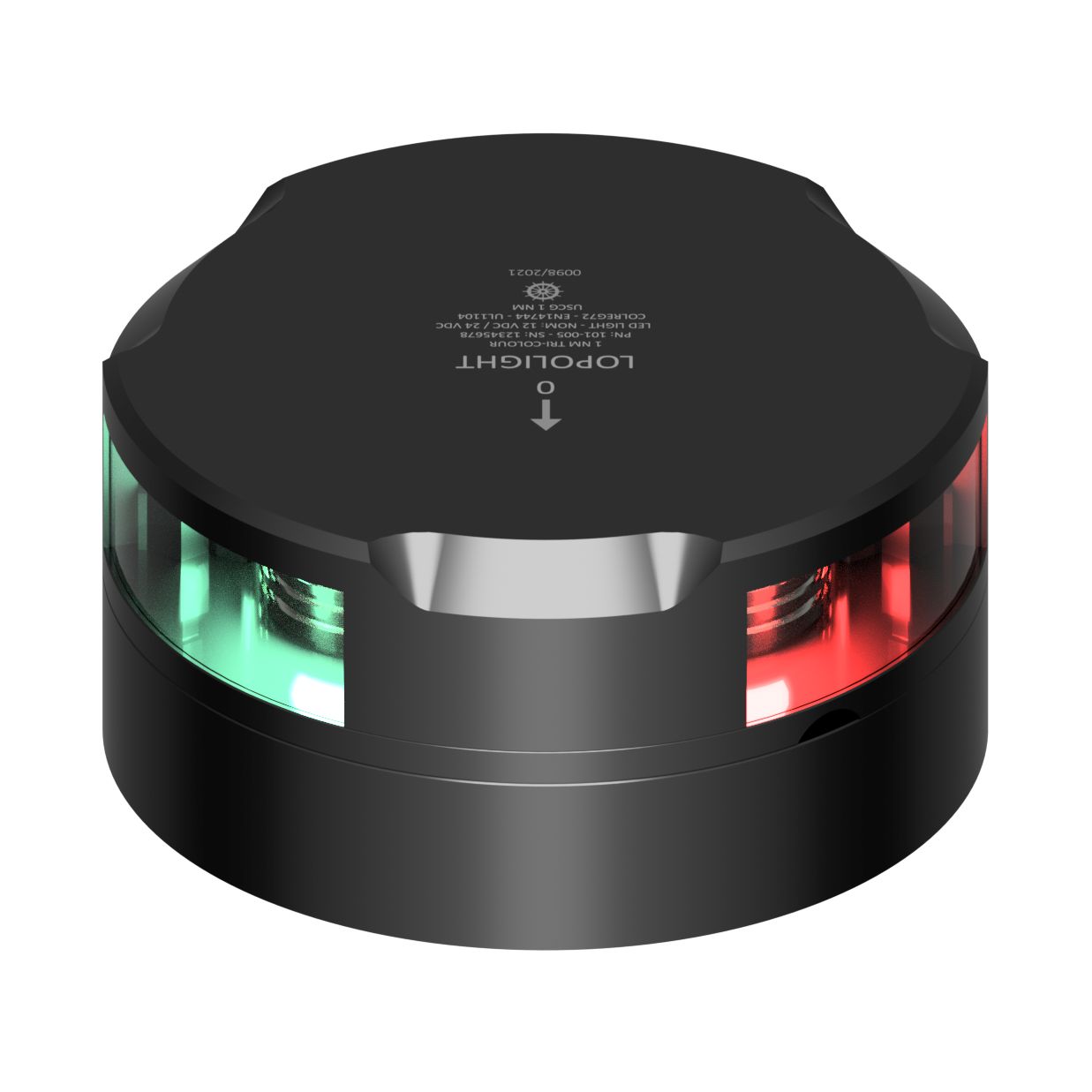 Lopolight 201-005 Series Tricolor Navigation Light, 2NM, Horizontal Mount, IP68