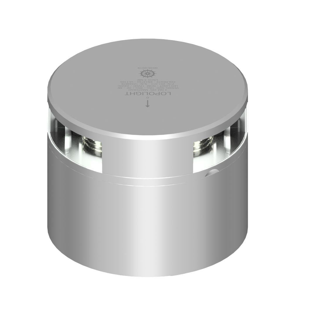 Lopolight Series 201-011 Masthead Navigation Light, 225°, 3NM, White Light, 10-32VDC, IP68, Horizontal Mount