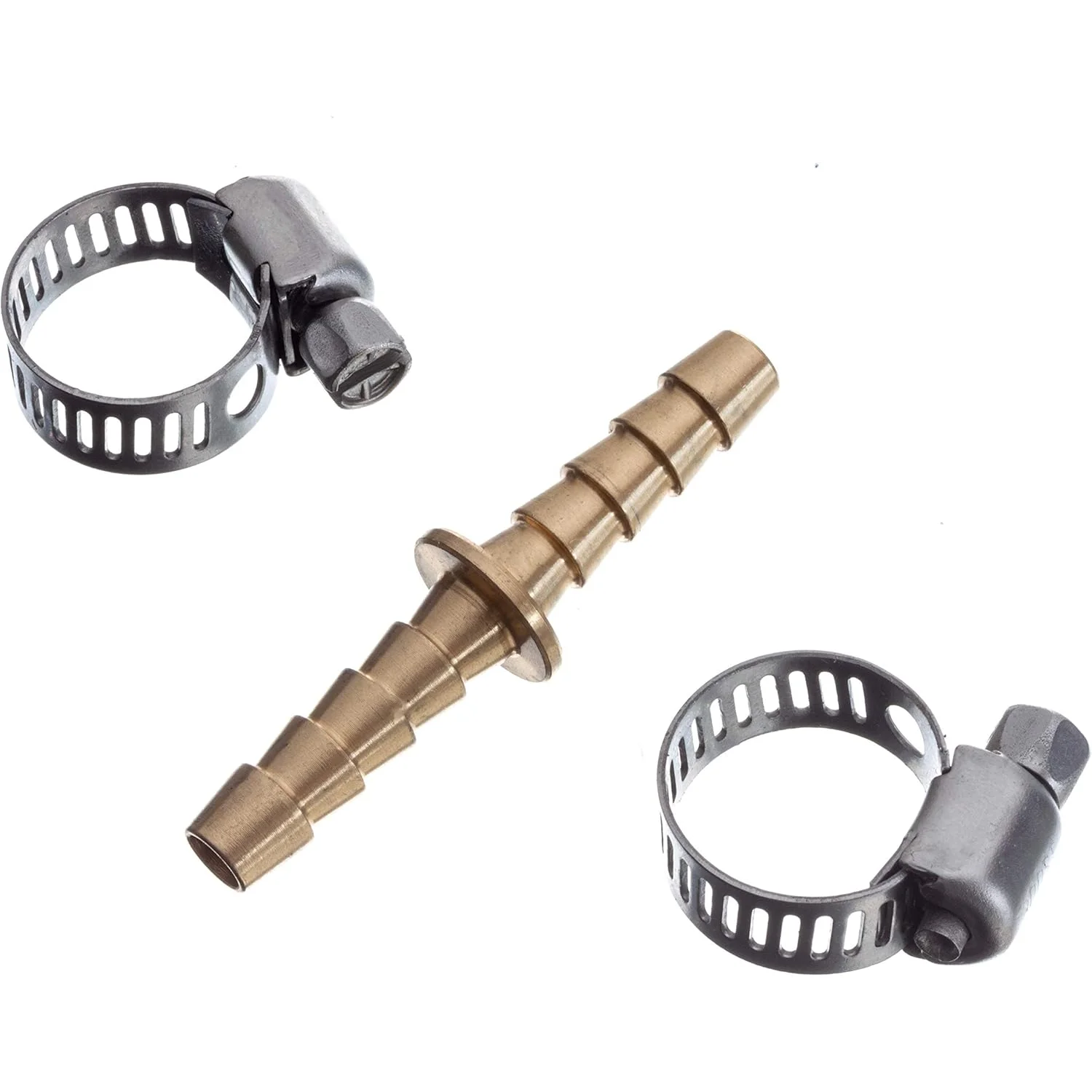 Attwood Marine Fuel Line Splice Kit, For 1/4 in ID Fuel Line, In-Line, Brass Mender, 2 Stainless Steel Clamps