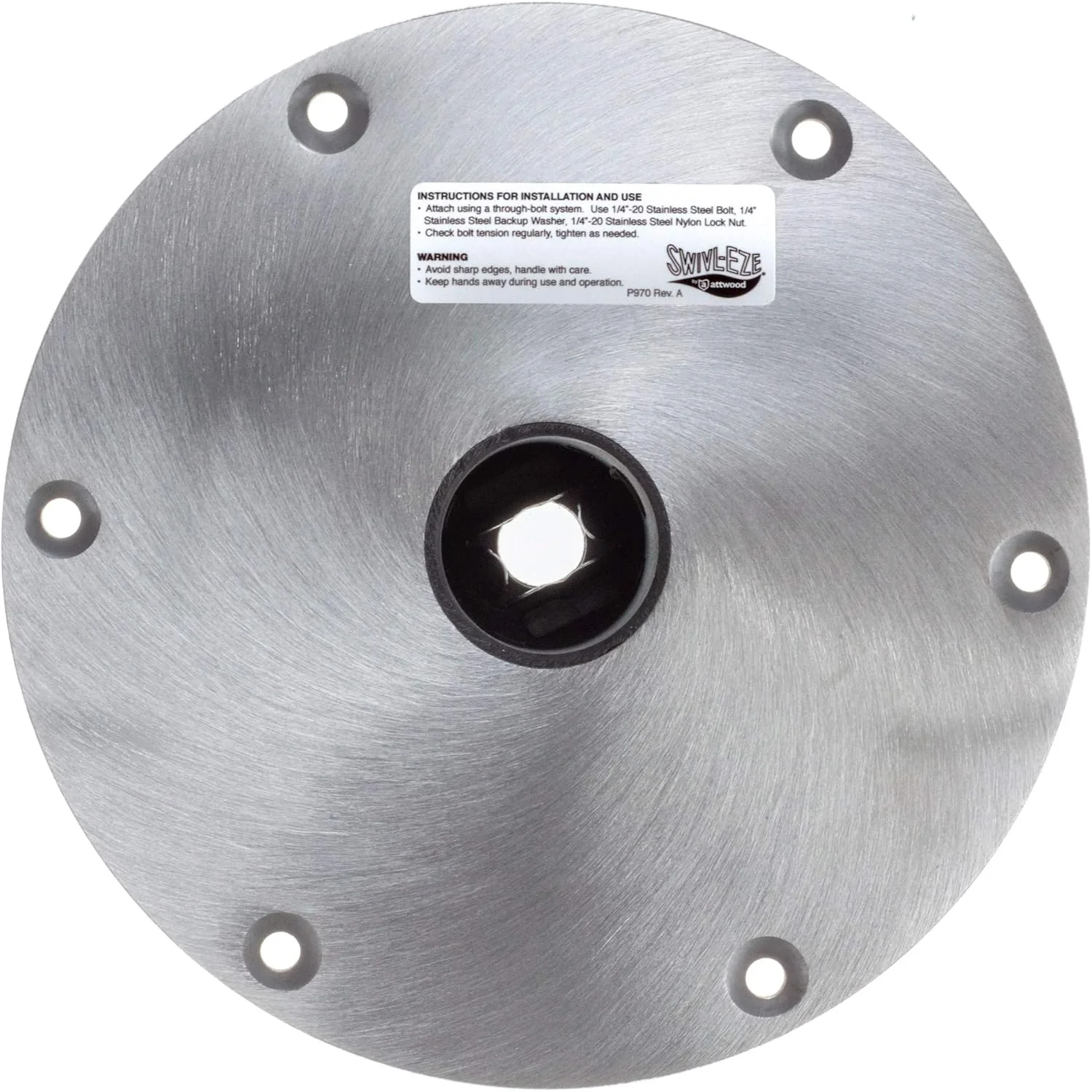 Attwood Marine Snap-Lock Seat Base Plate, For 1.77 in Posts, 9 in Round, Aluminum