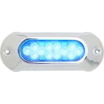 Attwood Marine LightArmor HPX LED Underwater Light, 12/24V, 6 in, 12 LED, 5000 lm, Sapphire Blue Light, Surface Mount