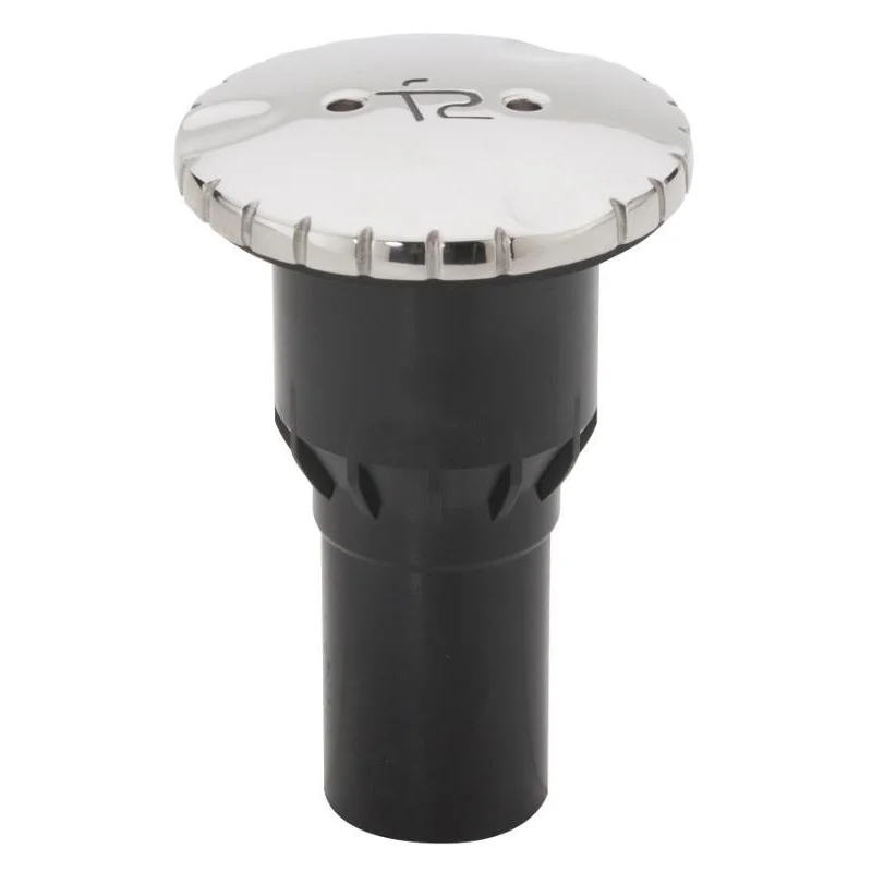 Attwood Marine Plastic Waste Deck Fill, For 38mm Hose, Scalloped Stainless Steel Cap