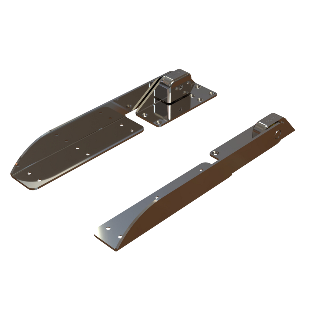 TACO Marine Command Ratchet Hinge, 18-1/2 in, 316 SS, Polished, Hard Stop, Pair
