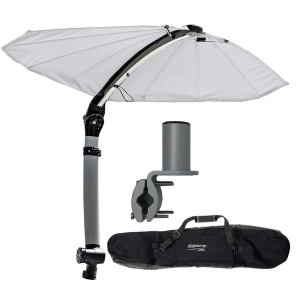 TACO Marine ShadeFin Mini Boat Shade, White Fabric, Square Rail Mount Kit, Bag