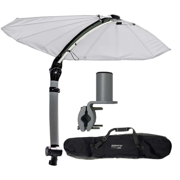TACO Marine ShadeFin Mini Boat Shade, White Fabric, Square Rail Mount Kit, Bag