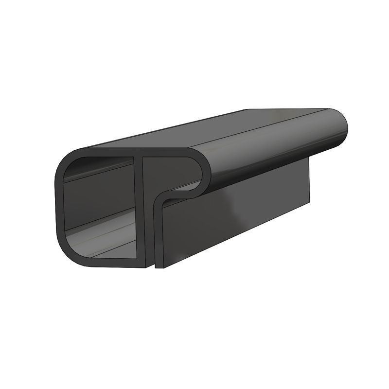 TACO Marine Rigid Vinyl Canoe Rail, 1-1/4 in x 1-3/4 in, 16 ft 6 in, Black Rail