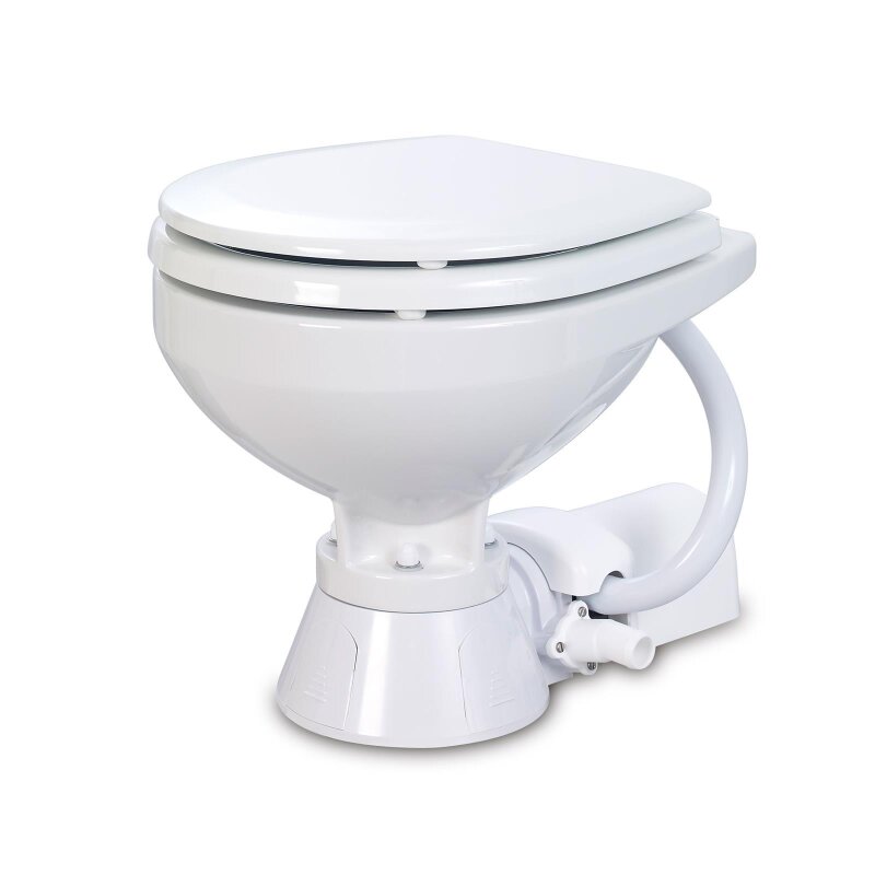 Jabsco 37010 Series Electric Marine Toilet, Raw Water, Integral Rinse Pump, Single Button Panel