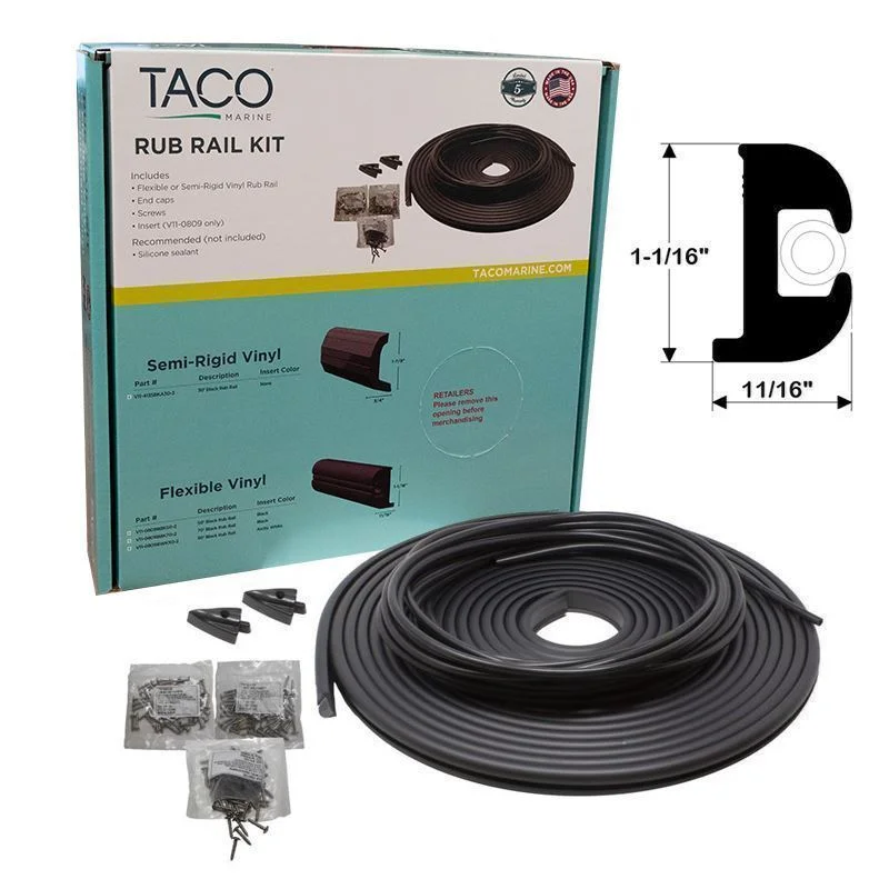TACO Marine Flexible Vinyl Rub Rail Kit, 1-1/16 in x 11/16 in