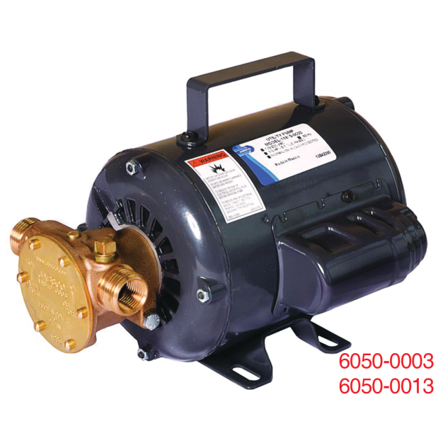 Jabsco 6050 Series Flexible Impeller Utility Pump, Bronze Body, 115/230V, 23 GPM, 1 in NPT Ports