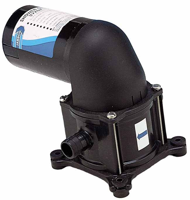Jabsco 37202-2 Shower Drain and Bilge Pump, 3 GPM, Self-Priming to 6 ft, 3/4 in Hose Ports