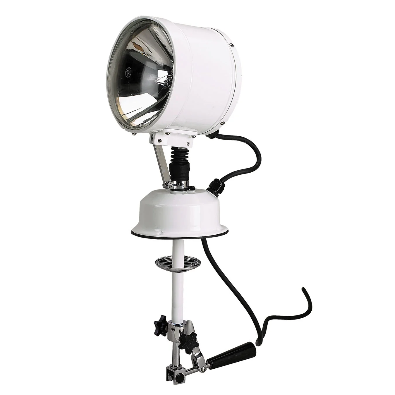Perko Fig. 0314 Pilot House Control Searchlight, 7 in Head, White Powder Coated Brass