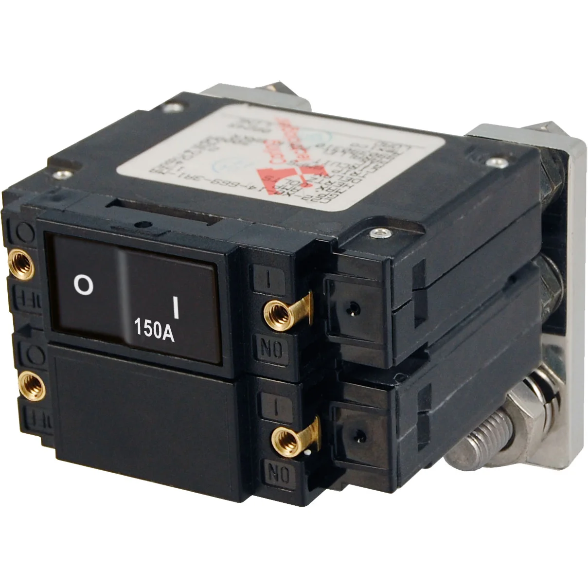 Blue Sea Systems C-Series Flat Rocker Circuit Breaker, Double Pole, 48V DC, Magnetic Hydraulic, Trip-Free