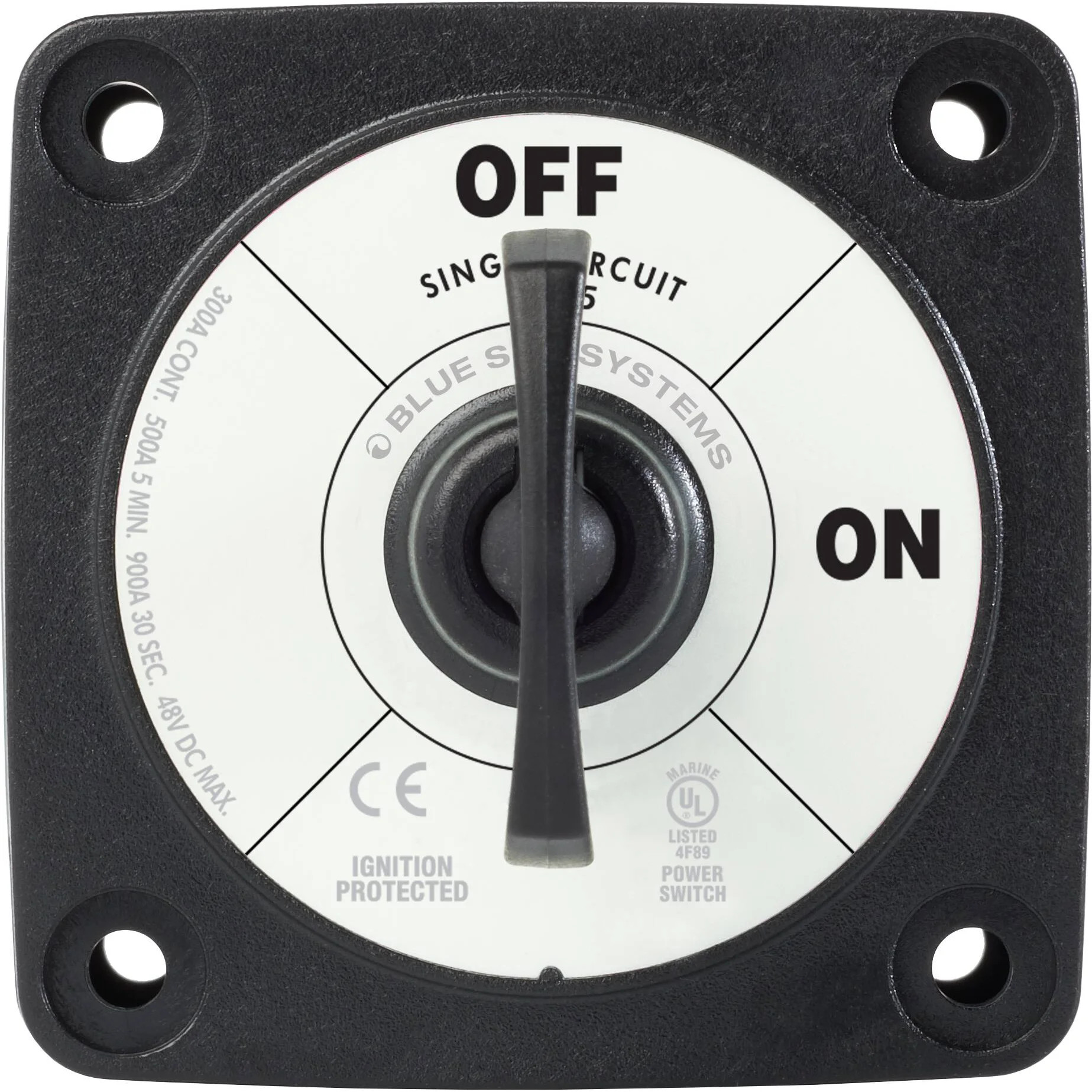 Blue Sea Systems m-Series Mini Battery Switch with Key, Single Circuit ON-OFF, 48V DC, 300A Continuous