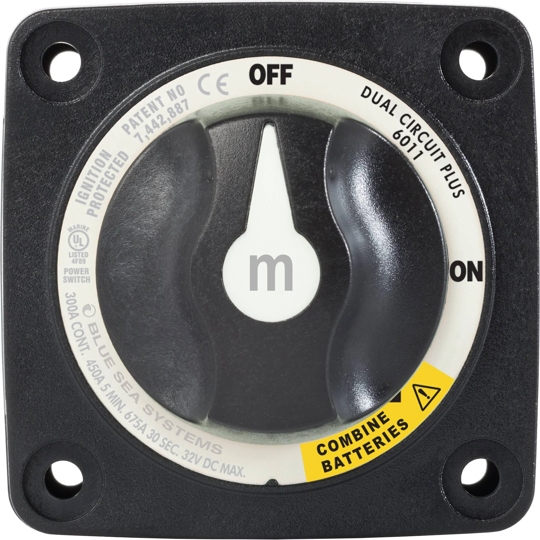 Blue Sea Systems m-Series Mini Dual Circuit Plus Battery Switch, 32V DC, 300A, 3 Position