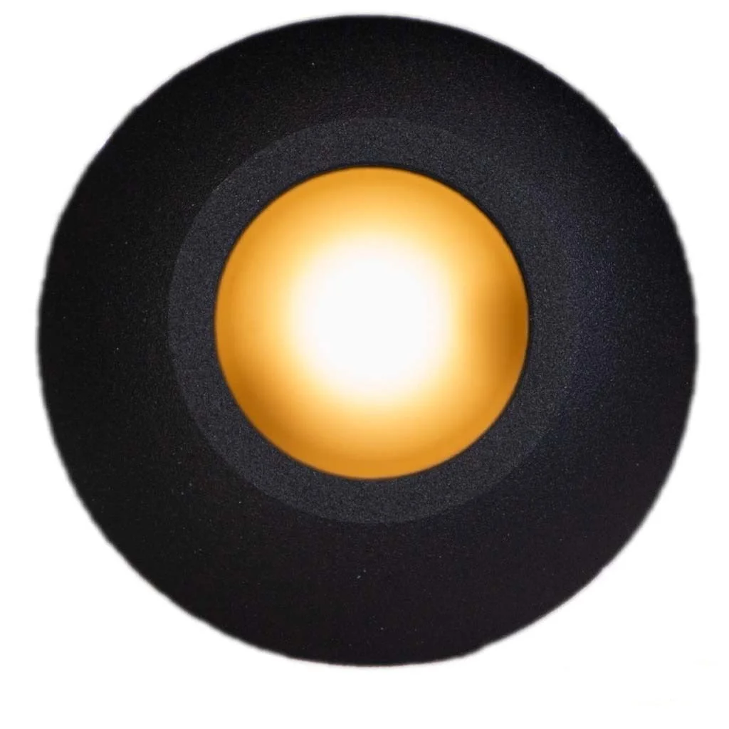 Plash Gravity LED Deck Light, Warm White Light, Black Housing, IP67, 1.2W