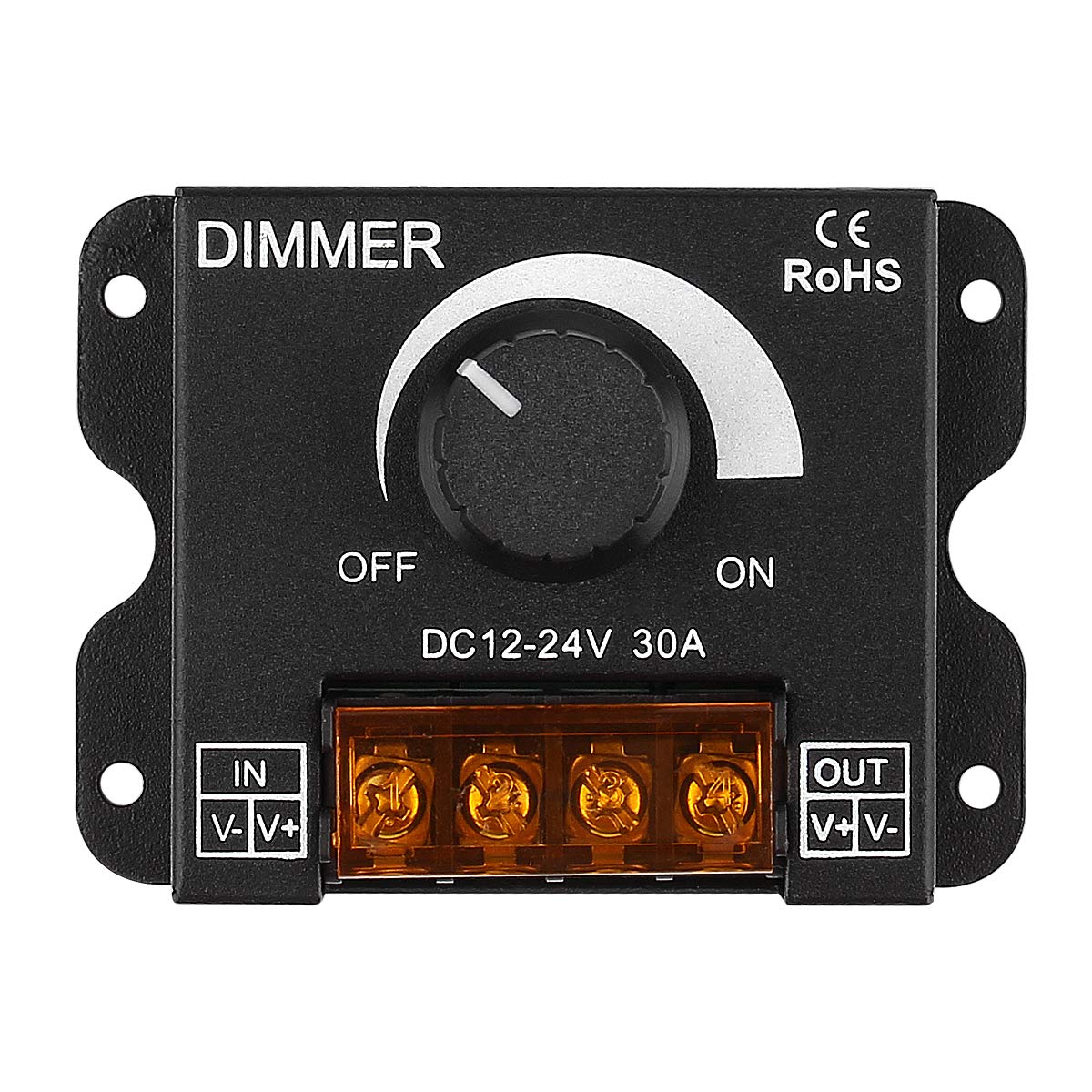 Light Strip Dimmer, DC12V-24V 30A PWM Dimming Controller for Dimmer Knob Adjust Brightness