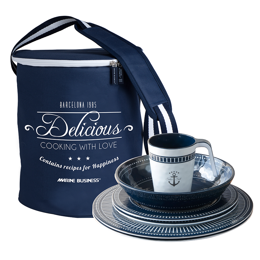 Marine Business Melamine Tableware Set & Basket - SAILOR SOUL - Set of 24 14144