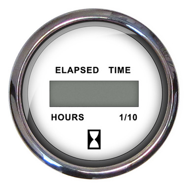 Faria Chesapeake White SS 2" Digital Hourmeter - (10,000 Hours) 13815