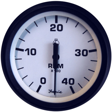 Faria Euro White 4" Tachometer 4000 RPM (Diesel) (Mechanical Takeoff & Var Ratio Alt) 32942