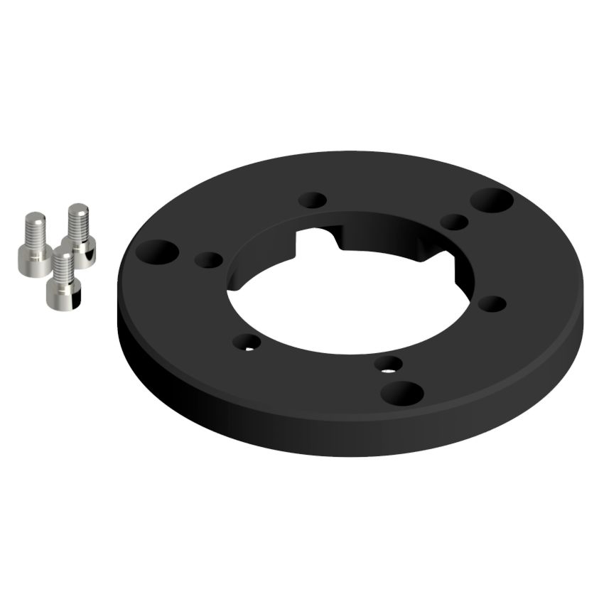 Lopolight Circular Baseplate for Horizontal Mount Navigation Lights, Aluminum, Black Anodized, Includes 3x M6 x 14 Screws.