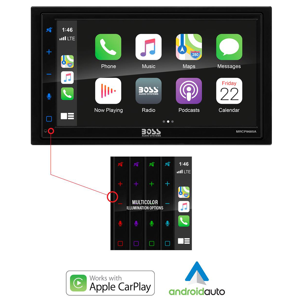 Boss Audio - MRCP9685A Marine Stereo w/ AM/FM/BT/Rear Camera