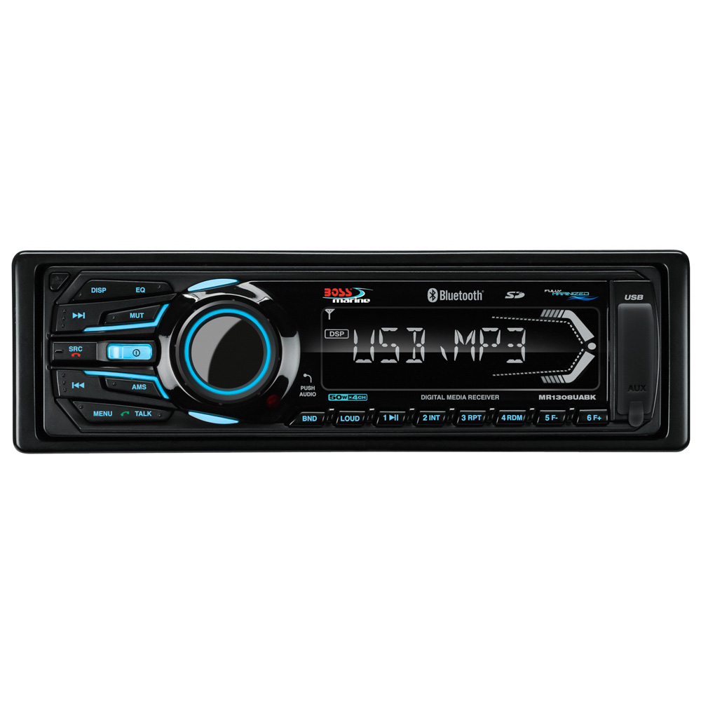 Boss Audio - MR1308UABK Bluetooth - Fully Marinized MP3-Compatible Digital Media Receiver w/ USB & SD Memory Card Ports - Aux Input